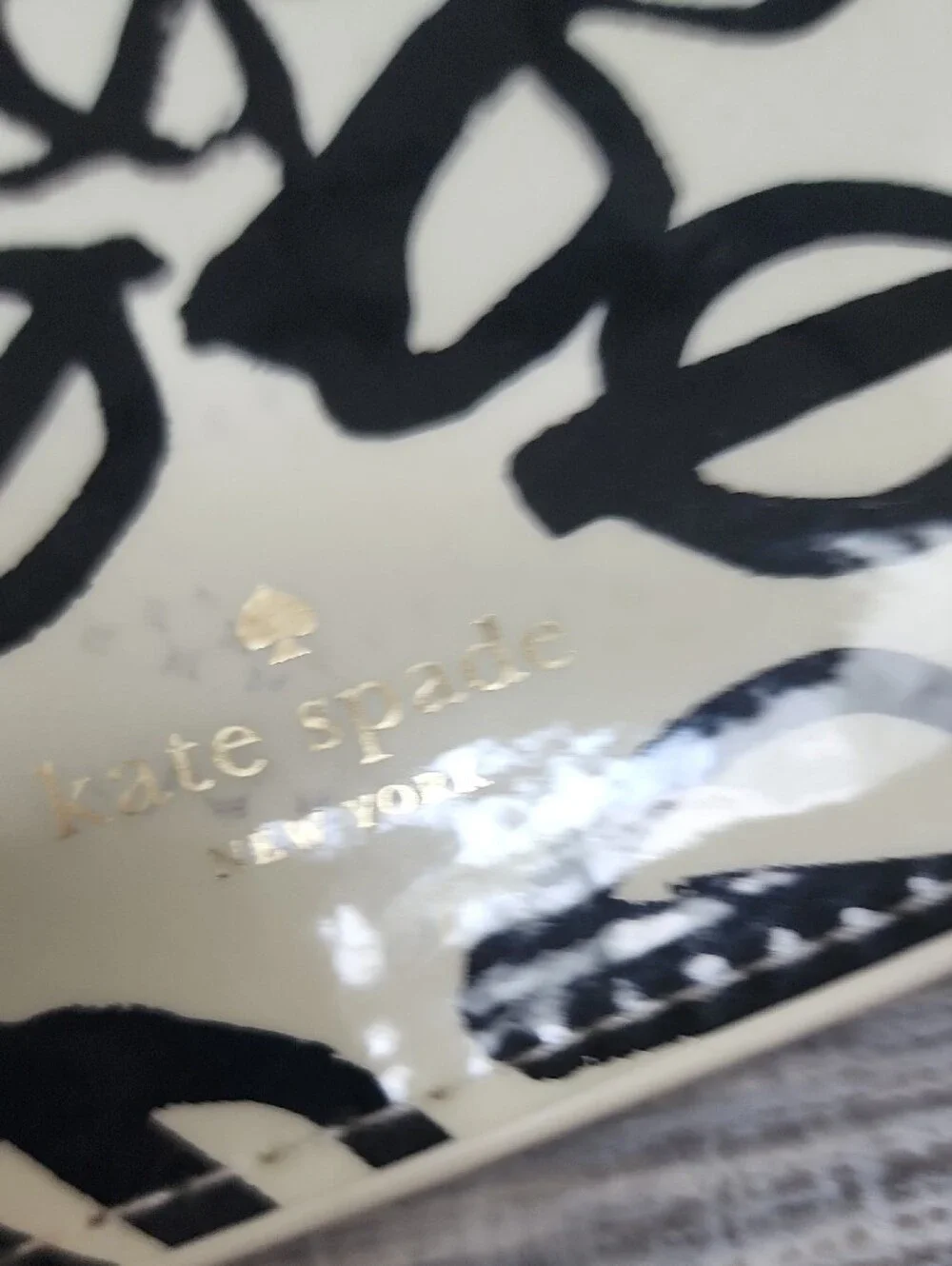 kate spade Black and White Scribble Patent Clutch Wallet